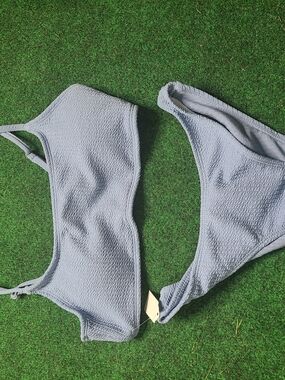 SHEIN Light Blue Textured Bikini Set